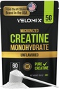 VELOMIX Micronized Creatine Monohydrate Powder - 100% Pure Creatine Powder Unflavored and Easy to Mix ¦ Supports Muscle Growth, Recovery, and Strength ← 5000mg Por Serv (5g) - 60 Servings