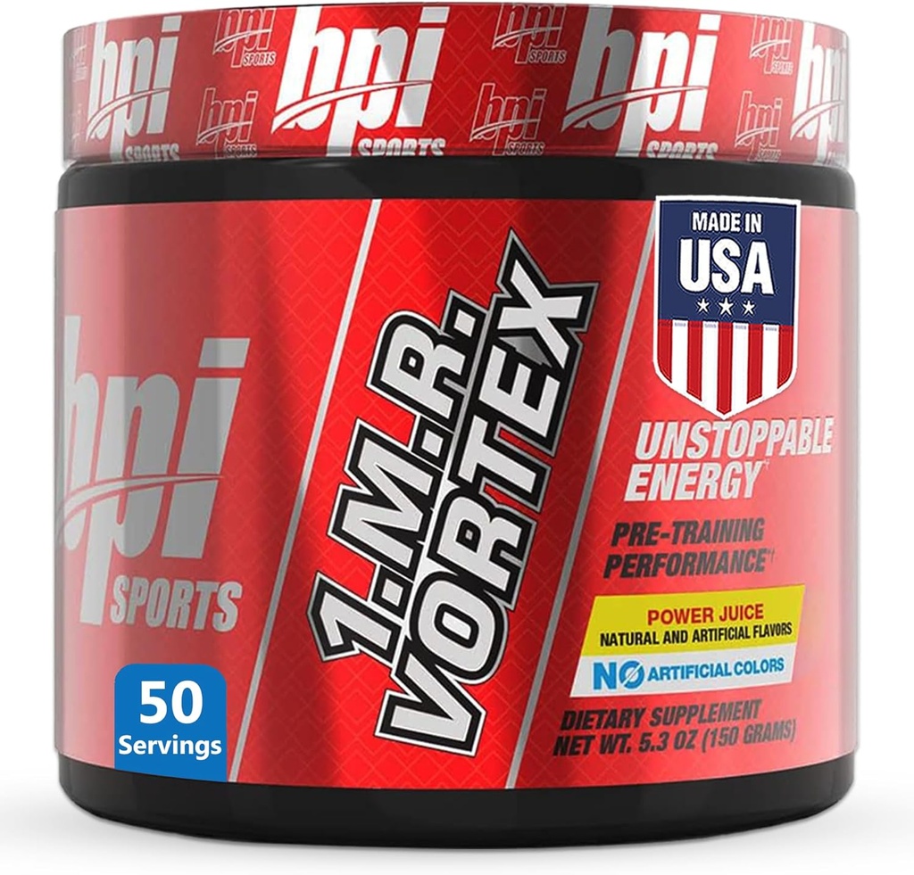 BPI Sports 1.M.R Vortex Pre Workout Powder – High Stim Preworkout for Men & Women with Glycerol, Caffeine, Niacin, and Herbal Extracts – Energy, Focus & Endurance – Power Juice – 50 Servings
