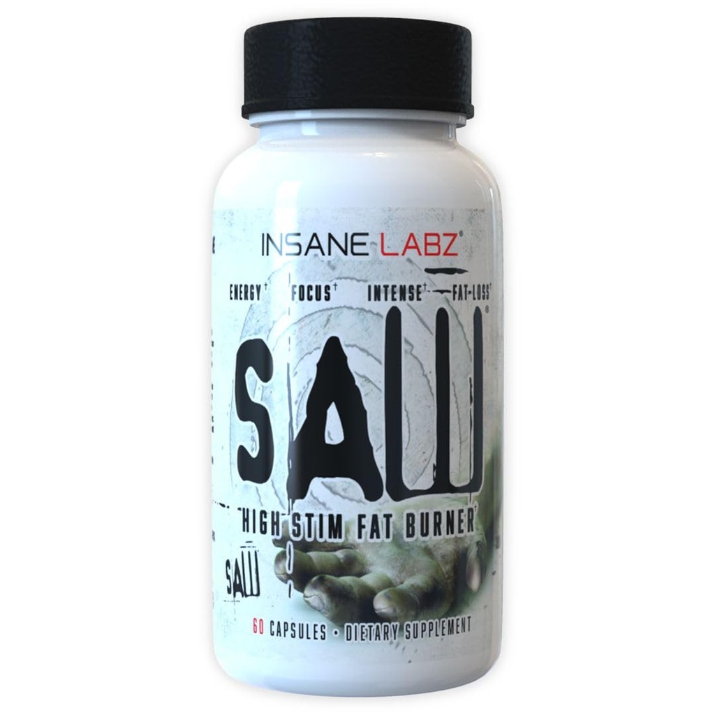 Insane Labz Saw®, Alta Potency Fat Burner, Thermogenic Weight Loss Suplemento y Appetite Suppressant con L-Tyrosine, Yerba Mate, GABA y Alpha Yohimbine, 60 Srvgs