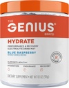 Genius Brand Genius Hydrate - Suplemento electrolito para la hidratación diaria - Agua de coco - Libre de azúcar - 8 minerales esenciales " Nutrientes - No GMO - Blue Raspberry - 50 Servings