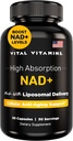 Vitaminas Vitales NAD Suplemento - NAD+ (Nicotinamide Adenine Dinucleotide) para Hombres & Mujeres - Fabricado con Entrega Liposomal - Celular Anti-Aging Support, Energy, Focus - 30-Day Supply