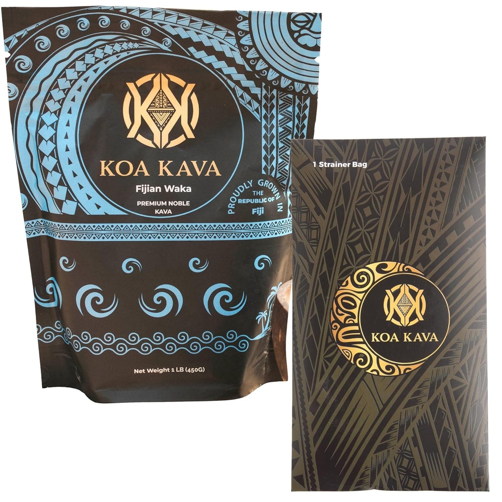 1 Libra Premium Fijian Waka Kava de Koa Kava con un Drawstring Kava Strainer para hacer Kava Tea
