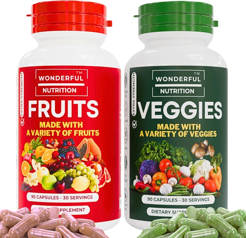 Frutas Superalimentarias y verduras Suplemento Desbloquear Vitalidad – 90 Frutas y 90 cápsulas vegetarianas para un más sano!
