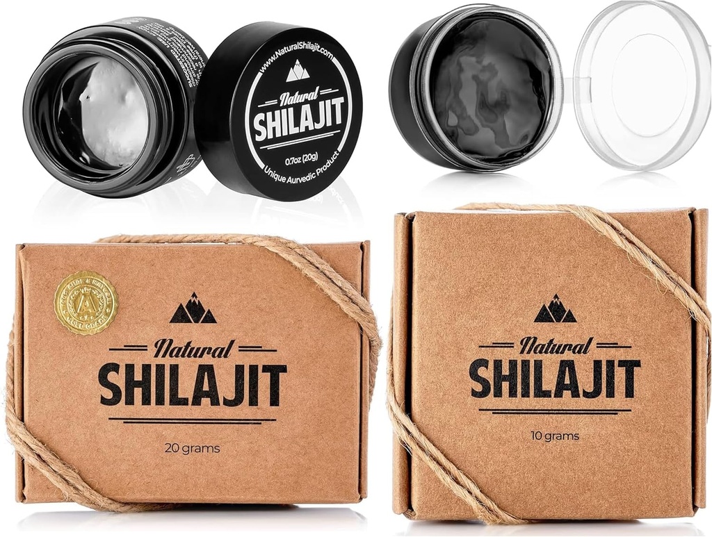 NATURAL SHILAJIT Resin - Suplemento Shilajit con ácido fúlvico " minerales de rastro, nutrientes basados en plantas para la energía, apoyo inmunitario " Vitality - 20 Gram " 10 Gram
