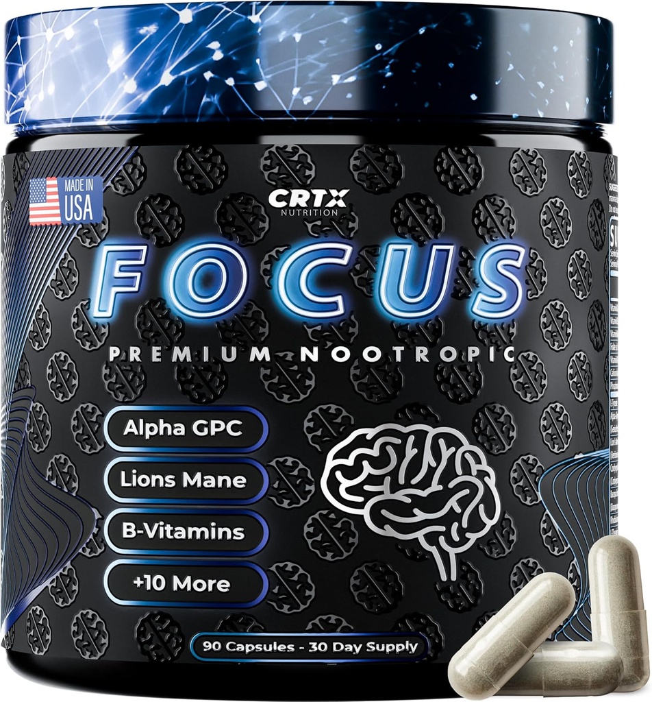 Suplemento Nootropic Strongest - Ingredientes respaldados clínicamente hechos en EE.UU. - Dosis respaldadas científicamente - Suplemento para la Fog cerebral - AlphaGPC, Lions Mane, Rhodiola y Más 10:1 90 cápsulas