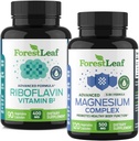 ForestLeaf Riboflavin & Magnesium Migraine Suplemento - Riboflavin 400mg para Headache Relief - Ultimate Magnesium Bundle con B2 Vitamin 400mg para Headache Migraine Relief Capsules