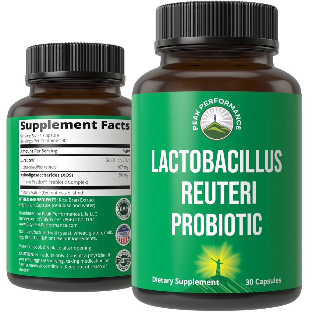 Lactobacillus Reuteri 50 Billones CFU Probióticos con PreticX® XOS Prebiótico estudiado clínicamente - Suplemento Probiótico para Salud Gut y Apoyo Digestivo - EE.UU.
