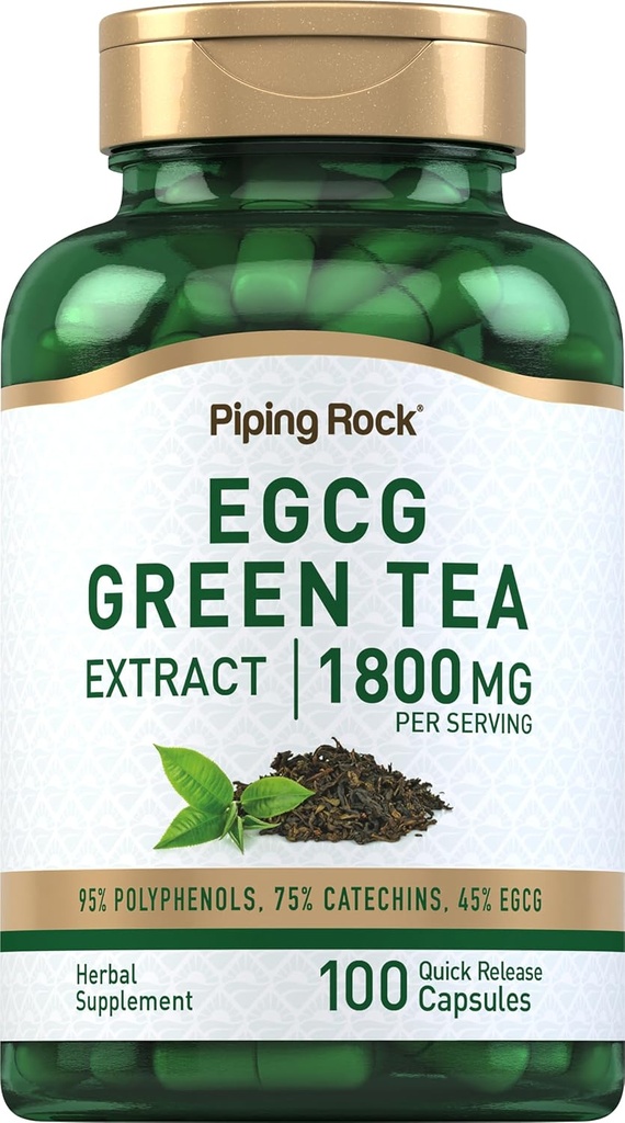 Piping Rock EGCG Green Tea Extract 1800 mg  100 Capsules  Suplemento estandarizado