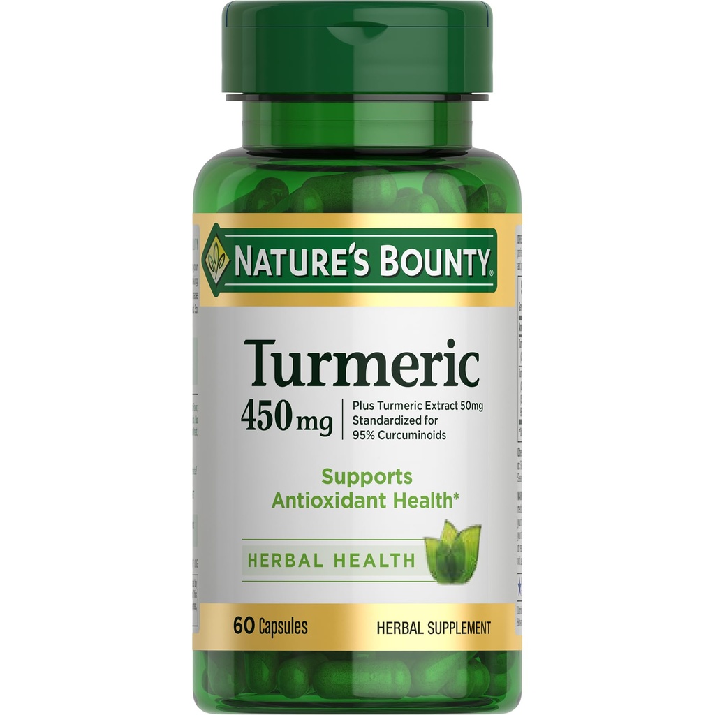 Cápsulas Turméricas Bounty, Suplemento Herbal con Antioxidantes de base vegetal, 450 Mg, 60 Ct