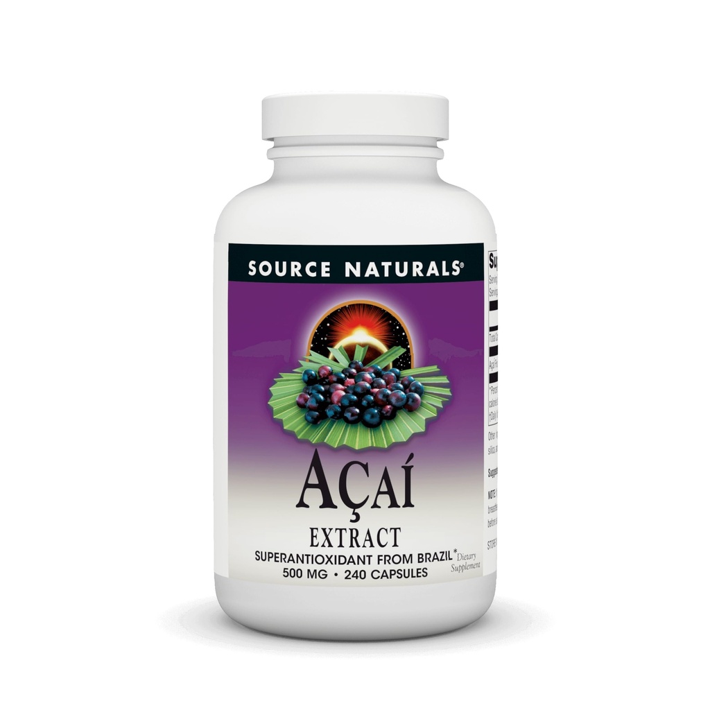 Fuente Naturales Acai Extract, Superantioxidante de Brasil* - 500 mg - 240 cápsulas vegetarianas