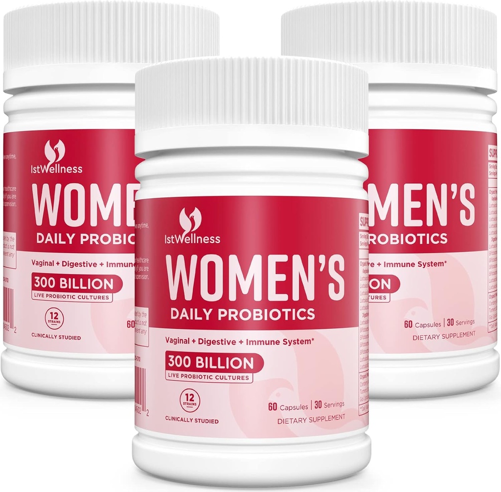 Probióticos para Mujeres - 300 millones de millones CFU Probiótico, 12 Strains Probióticos con Arándano, Mujeres seleccionadas Probiótico para Vaginal, orina, pH Balance, Diarrea, Gut Digestivo & Salud Inmunitaria - 180 cápsulas