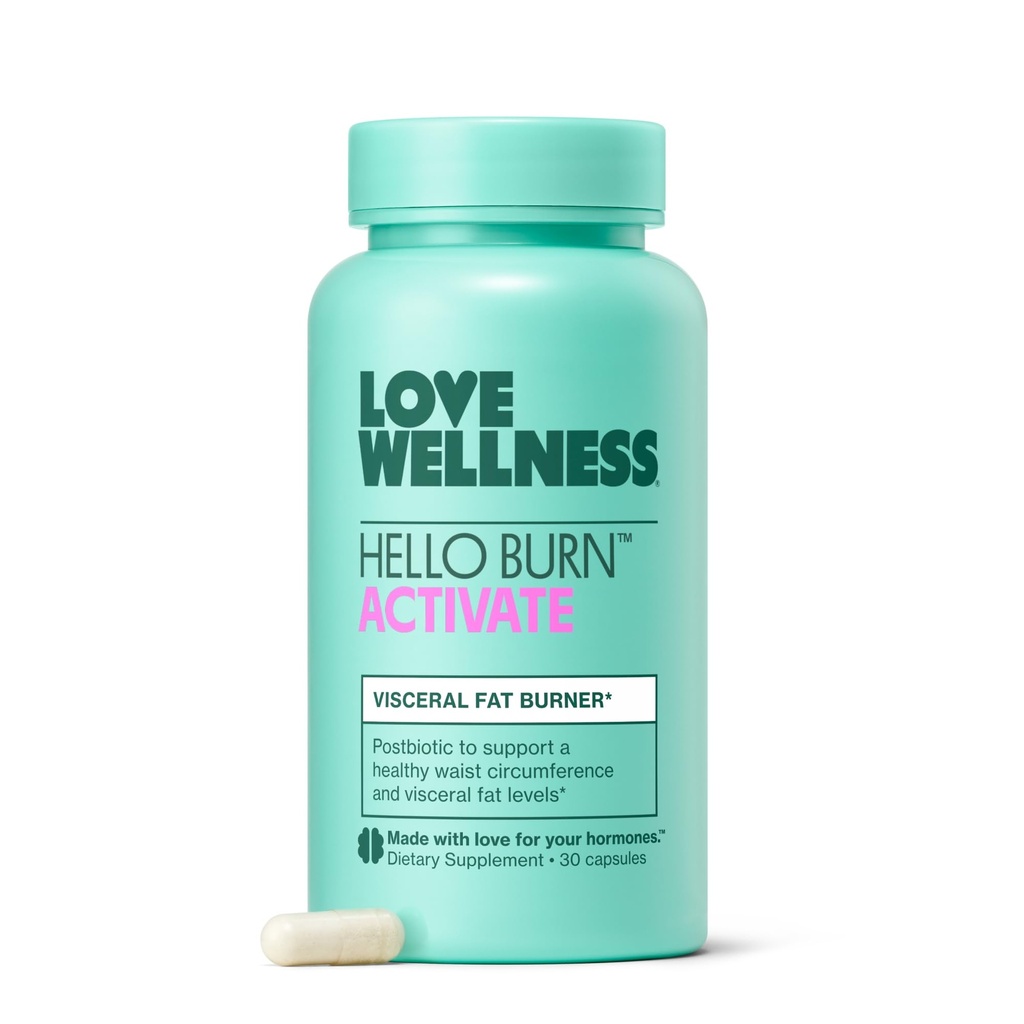 Love Wellness Hola Burn Activate ← Soporte Visceral Fat Burn con HT BPL1 Postbiótico tención Apoyos Healthy Waist Circumference, Longevity and Metabolic Wellness
