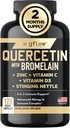 Quercetina con Vitamina C y Zinc - Quercetina 500mg - Quercetina con Bromelaina - Zinc Quercetina - Estiramiento Nettle -120 Capas de verduras. Suplementos de quercetina + Vitamina D3 (No-GMO, libre de gluten, vegano)