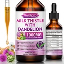Milk Thistle Liquid Drops - Reparación de desintoxicación de hígado - 1000mg suplemento de carburante de leche para soporte de hígado, suplemento de hígado de silymarin para la salud del hígado, vegano, no GMO, 2 Fl Oz