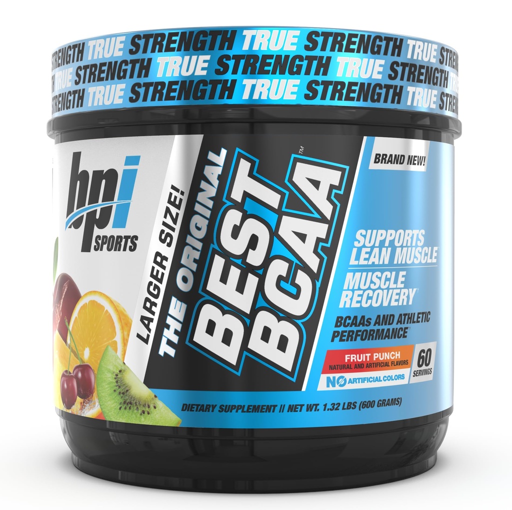 BPI Sports Best BCAA - BCAA Powder - Aminoácidos de cadena ramificados - Recuperación muscular - Muscle Protein Synthesis - Lean Muscle - Mejor rendimiento – Hidration – Fruit Punch - 60 Servings - 1.32 Pound
