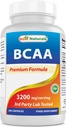 Best Naturals BCAA Branch Chain Amino Acid, 3200mg por Serving, 200 Capsules - Farmaceutical Grade - 100% Pure Instantized Formula ← Pre/Post Workout Bodybuilding Suplemento latitud Boost Muscle Growth