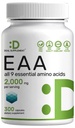 Aminoácidos esenciales (EAA) 2000mg Por Serving, 300 cápsulas – Desarrollados - 9 en 1, Todos los Aminos de la cadena (Aminos de la marca) – Apoyo al músculo magro &amp; Suplemento Natural Pre Workout