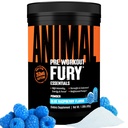 Furia animal - Pre Workout Powder Suplemento para Energía y Focus - 5g BCAA, 350mg Caffeine Nitric Oxide Without Creatine - Powerful Stimulant for Bodybuilders - Blue Raspberry