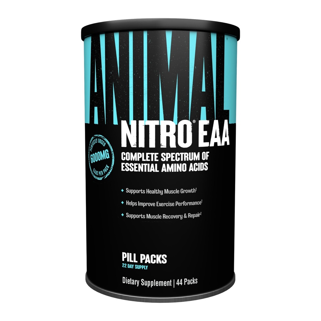 Animal Nitro EAA - Post-Workout Recuperación y Reparación, apoya el crecimiento del músculo magro, espectro completo de ácidos esenciales &amp; BCAA Suplemento para hombres y mujeres, 44 paquetes