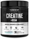 Creatina de fábrica de Jacked + BCAAs - Monohidrato de crema + BCAA Polvo para mejorar la recuperación posterior al entrenamiento, rendimiento, crecimiento del músculo magro, & Fatiga reducida - 30 Servimientos, Fresa Azul