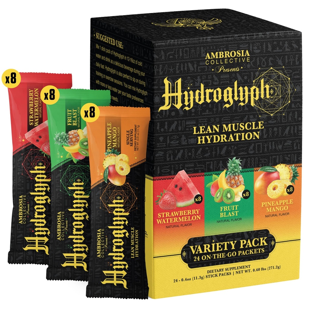 Ambrosia Fasting Electrolytes Powder ← EAA Amino Acids, BCAA &amp; HMB ← Sugar Hydration gratis con Coconut Water TEN Vegan, Gluten Free ← 24 Single Serve Packets ← Variety Pack