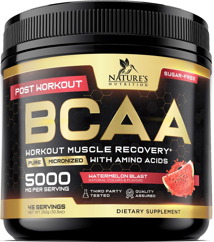 Powder de la bebida de recuperación muscular con BCAA, L-Glutamina & Amino Acids - Mejores suplementos de recuperación muscular para el entrenamiento de postes - Sugar gratis, Ramada de la cadena Aminoácidos Suplemento para Hombres - 45 Servimientos
