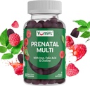 YumVs Prenatal Gummies for Women - Prenatal Vitamins for Women with Folic Acid, Iron & Choline - Vegetarian & Kosher Pregnancy Vitaminas - Womens Prenatal Multivitamin with A C D3 E B6 B12 (60 Cuenta)