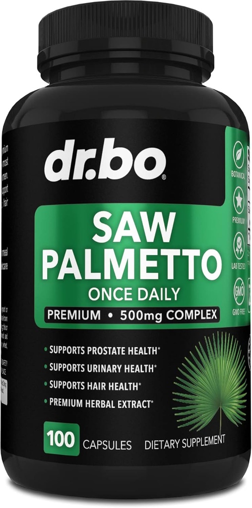 Saw Palmetto for Men Prostate Health - Crecimiento del cabello más suplementos de control de vejiga Complejo & Bloqueador DHT para hombres y mujeres - Pérdida pura de la sierra Palmetto Suplemento Apoyo Extracto & Urination Pills Aid