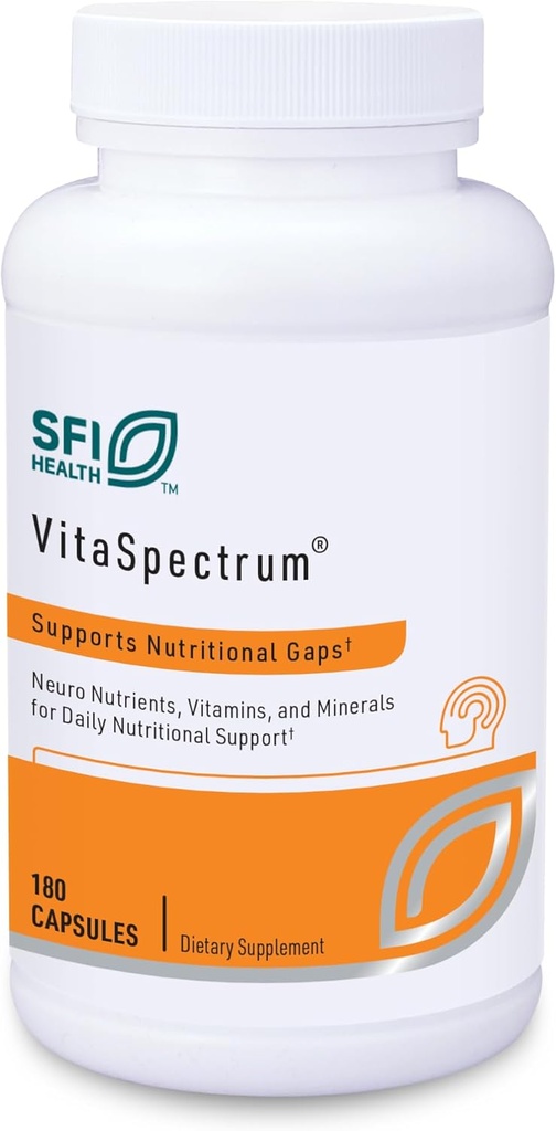 Klaire Labs SFI Health VitaSpectrum Cápsulas - Multivitamina para niños con 28 Nutrientes Esenciales incluyendo Folate, B12, B6, Antioxidantes, Vitamina E & D3 - Sin Cobre o Hierro, Libre de gluten (180ct)