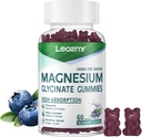Magnesio Glycinate Gummies 1000mg - Suplemento de Potasio de Magnesio Libre de Azúcar con Vitamina D, B6, CoQ10 para calma Mood & Sleep Support - 60 Blueberry Gummies