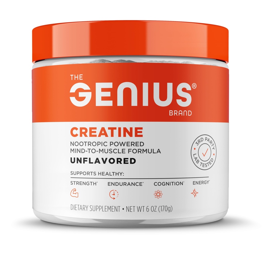 La Genius Brand Genius Creatine - Monohidrato de crema ultra pura y nootrópico Incluyendo Beta Alanine y Astragin para una absorción mejorada, fuerza y rendimiento - Desarrollado, 25 Servimientos