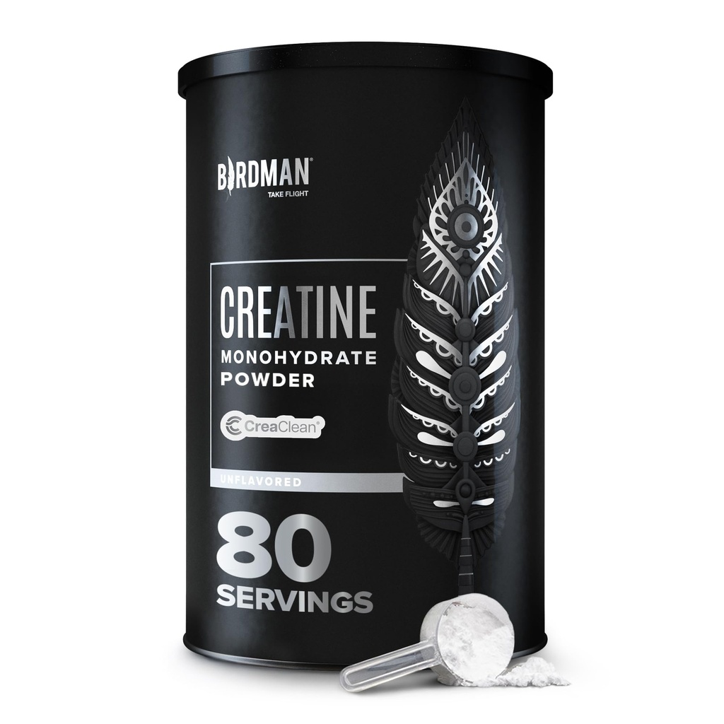 BIRDMAN Micronized Creatine Monohydrate Powder, Muscle Recovery, Caffeine Free, Creatine Pre Workout, Vegan, Post Workout, Gluten Free, Sugar Free ← 80 Servings (5 Grams Cada uno)