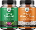 Bundle of Milk Thistle Liver Support Supplement and White Kidney Bean Energy Booster - Herbal Liver Supplement with Silymarin Milk Thistle - Natural Energy Pills and White Bean Extract Supplements