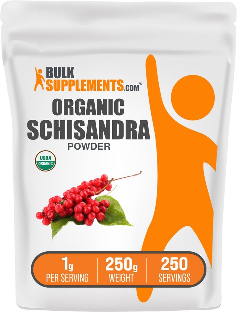 BulkSupplements.com Orgánica Schisandra Powder - Orgánica Schisandra Suplemento, de Schisandra Berry - Gluten Gratis - 1g por Serving, 250g (8.8 oz) (Pack of 1)