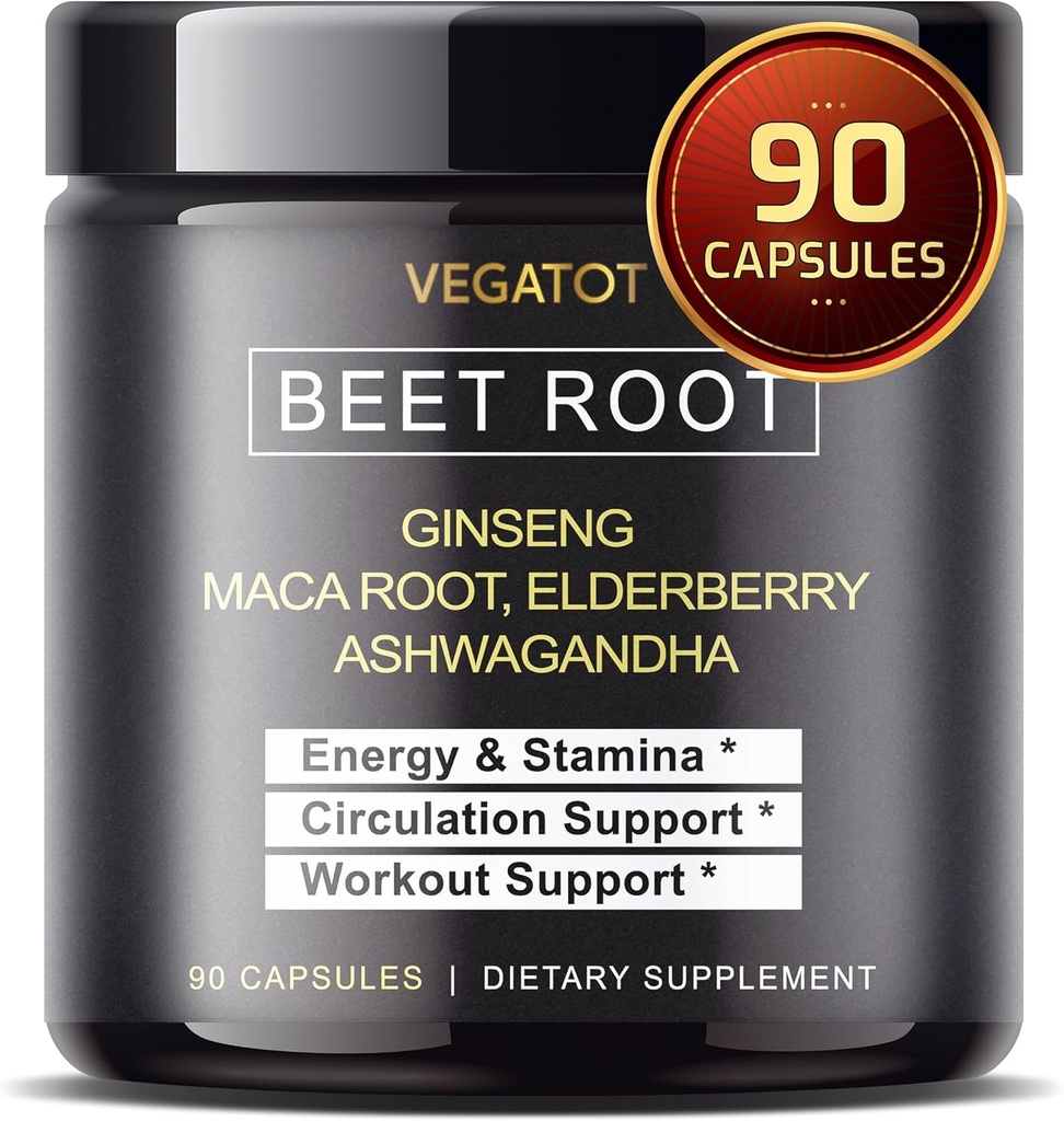 VEGATOT Hoja de remo *USA Hecho y probado* Concentrado con Ginseng Maca Root Ashwagandha - Energy Stamina Immune Support (90 Count (Pack of 1))