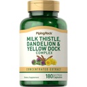 Piping Rock Milk Thistle, Dandelion &amp; Yellow Dock ← 180 Capsules ← Concentrated Extract Complex ← Non-GMO, Gluten Free Supplement
