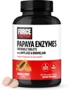 FORCE FACTOR Complejo Papaya Enzymes, Suplemento de Digestión y Alivio de Bloating con Amylase y Bromelain, Apoyo Digestión Saludable, Azúcar Libre, No GMO, Sabor de Frutas Tropicales, 180 Tabletas Chewable