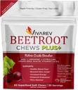 Beetroot Nitric Oxide Suplemento - 1000mg Beet Powder con L Arginine, L Citrulline, Grape Seed Extract, Niacin, Vitamina C & B12 - Beet Chews - Paquete de 60