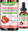 Selenium Liquid Drops - 200mcg Liquid Selenium Supplement with Vitamin B Complex & Zinc - Support for Immune System, Antioxidant & Heart Health, High Absorption - Flavor de fresa, 2 Fl Oz