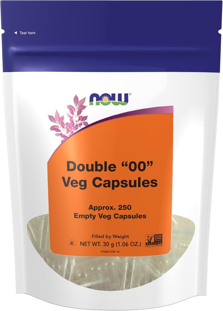 AHORA Suplementos de alimentos, cápsulas vegetarianas vacías, doble "00", llenos de peso, proyecto no-OMG Verificado, 250 cápsulas de verduras