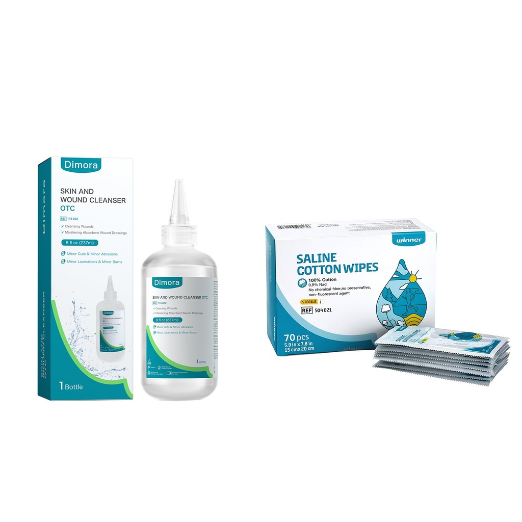 Winner Sterile Saline Wipes&Dimora Skin and Wound Cleanser