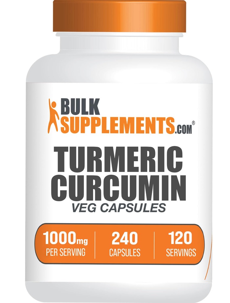 BulkSupplements.com Tormeric Extract Capsules - Suplemento Turmeric, Curcumin Turmeric Suplemento 1000mg - Gluten Free, 240 Veg Capsules (Pack of 1)