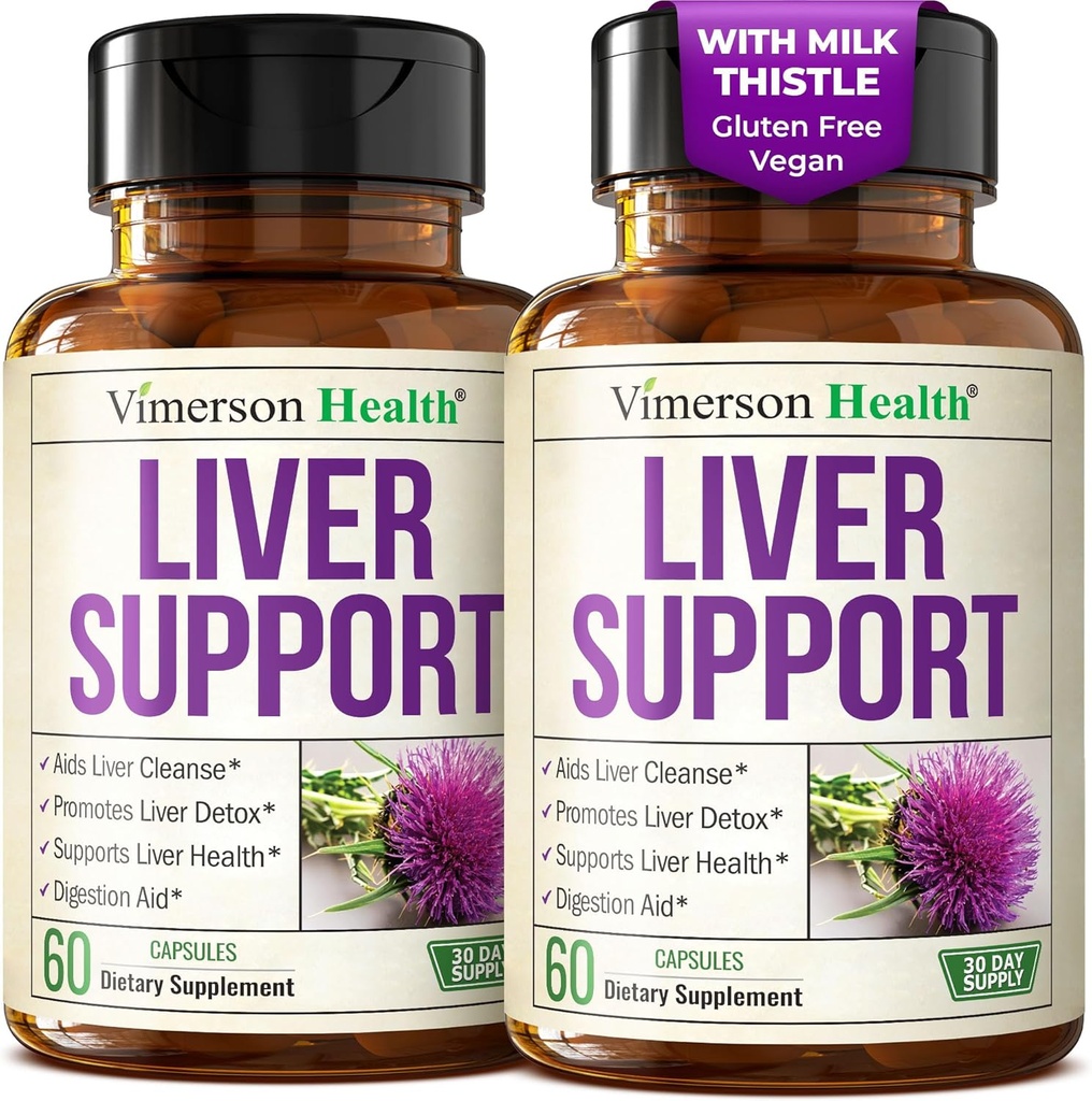 Vegan Milk Thistle Liver Detox – Herbal Liver Support Supplement w/Zinc, Dandelion Root & Artichoke Extract – Liver Cleanse Detox " Repair, Enzyme Support, Energy & Healthy Digestion – 2 Pack