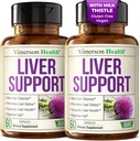 Vegan Milk Thistle Liver Detox – Herbal Liver Support Supplement w/Zinc, Dandelion Root & Artichoke Extract – Liver Cleanse Detox " Repair, Enzyme Support, Energy & Healthy Digestion – 2 Pack
