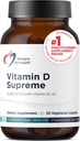 Diseños para la salud Vitamina D Supremo - Vitamina D 5000 UI con 2000mcg Vitamina K como MK4 para la salud ósea, la salud cardíaca & soporte inmunológico - Vitamina D3 Mejorada con GG Suplemento (30 cápsulas)