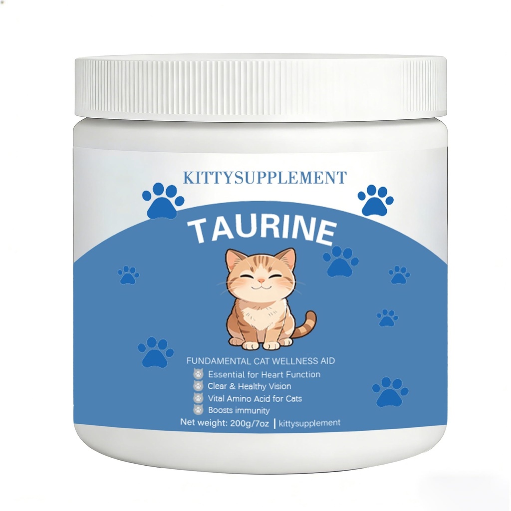 KittySupplement Taurine for Cats - 200 Grams - for Immune System Support, Heart Health & Vision Care - Boosts Energy, Vitality & Promotes Healthy Skin & Coat - Essential for Feline Daily Wellness