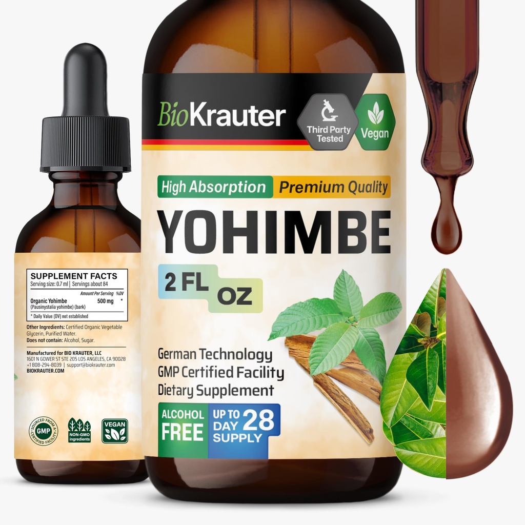 BIO KRAUTER Yohimbine - Vegan Yohimbe Suplementos para Hombres &amp; Mujeres