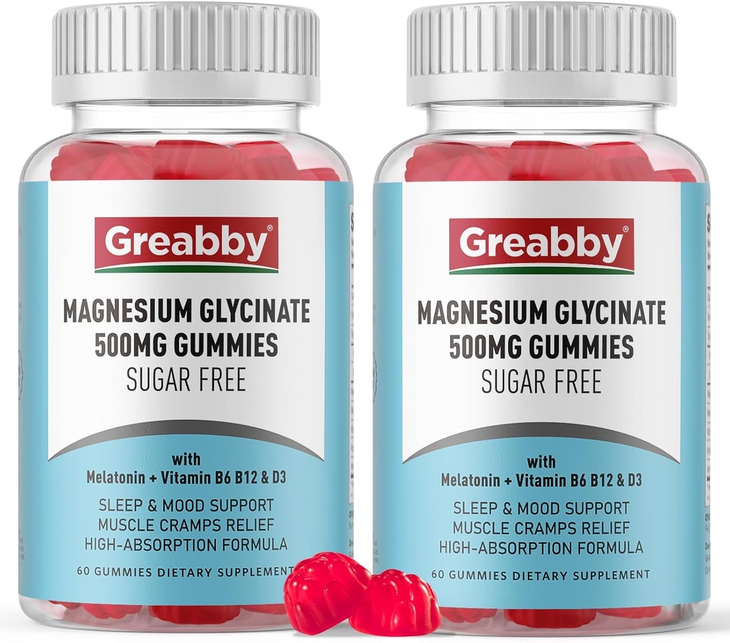 Magnesio Glycinate Gummies 500mg para adultos Apoyo al sueño, Gummies de Magnesio Chewable para Mujeres & Hombres, Muscle Relief " Magnesium Supply (120 Gummies)