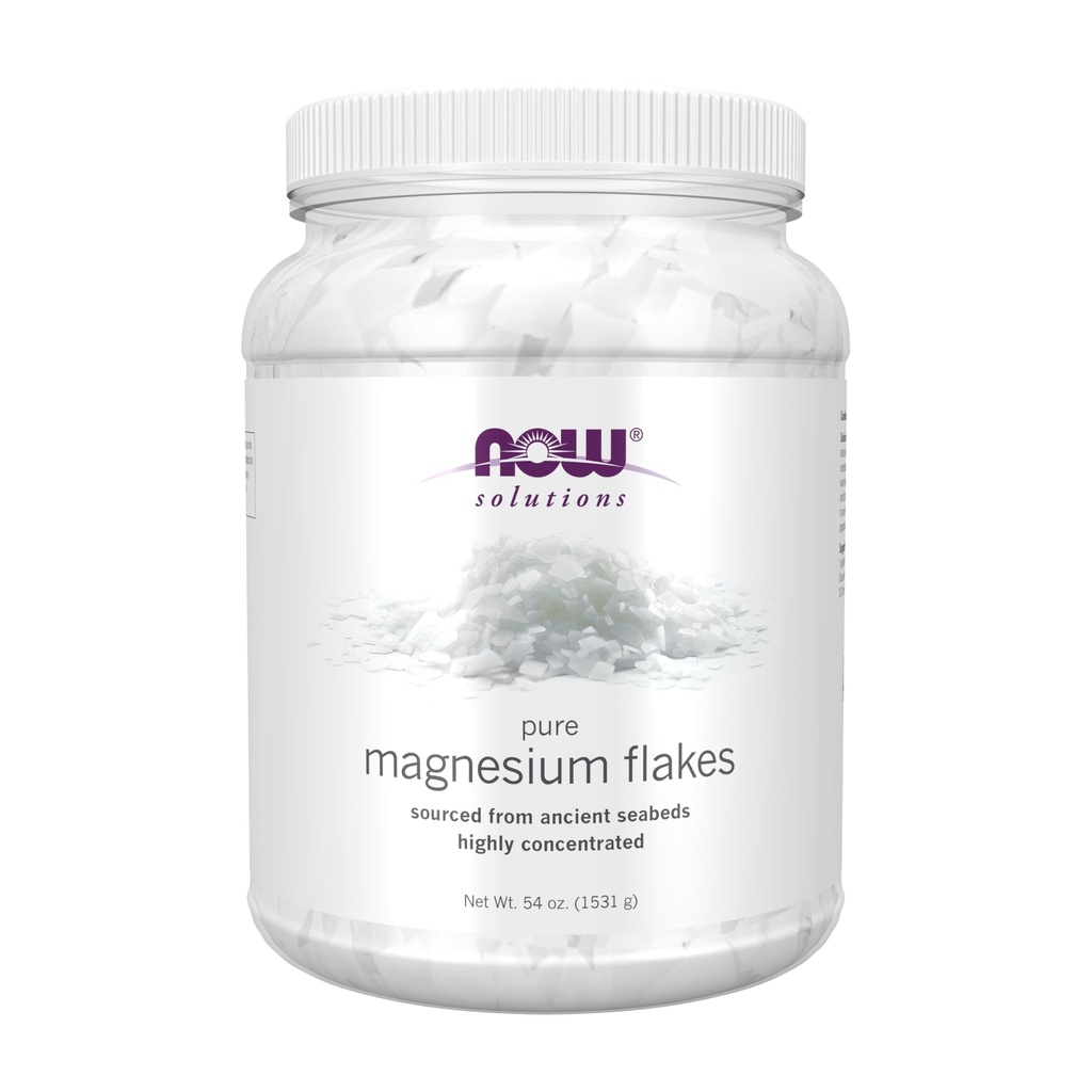 AHORA Soluciones de alimentos, Flakes de magnesio, 100% puro, del antiguo fondo marino de Zechstein, altamente concentrado, 54 onzas