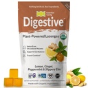 Digestive Blend Functional Lemon Ginger Lozenges for Nausea, Stomach Settle Support & Travel Sickness with Peppermint & Slippery Elm Plant-Based Lozenges 24 Ct. Made in USA